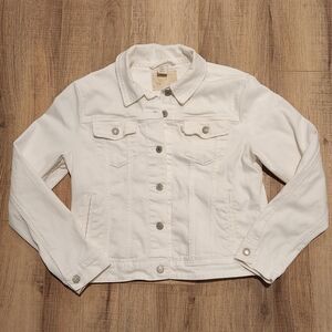 Levi's Women's White Denim Trucker Jacket XL Classic Jean Style Button Front